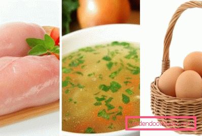 mięso, rosół i jajka