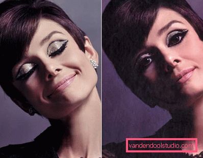 audrey hepburn z jasnym makijażem oczu