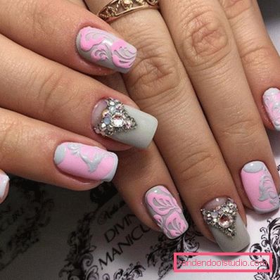 Wspaniały manicure z cyrkoniami 2019-2020