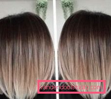 Modne farbowanie ciemnych i jasnych włosów w stylu shatush