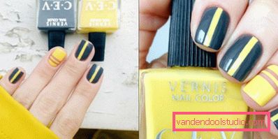 manicure w paski ze wstążką